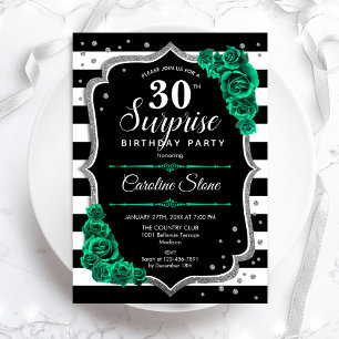 Invitation Black Silver Green Surprise 30e anniversaire