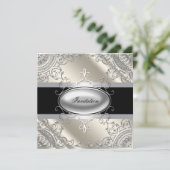 Invitation Black Silver Ivory Black White Party (Debout devant)