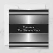 Invitation Black Silver Mans 21e fête d'anniversaire (Devant)