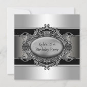Invitation Black Silver Mans 21e fête d'anniversaire (Devant)
