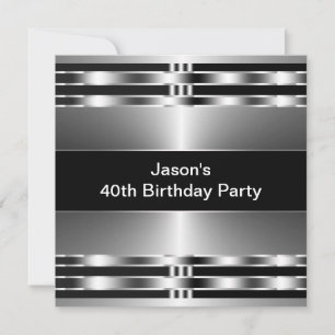 Invitation Black Silver Mans 40e anniversaire