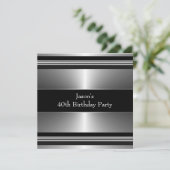 Invitation Black Silver Mans 40e fête d'anniversaire (Debout devant)