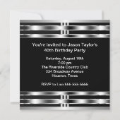 Invitation Black Silver Mans 40e fête d'anniversaire (Dos)