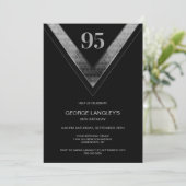 Invitation Black Silver moderne 95e fête d'anniversaire (Debout devant)