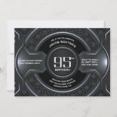 Invitation Black Silver moderne 95e fête d'anniversaire (Devant)