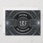 Invitation Black Silver moderne 95e fête d'anniversaire (Dos)