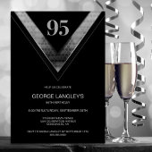 Invitation Black Silver moderne 95e fête d'anniversaire