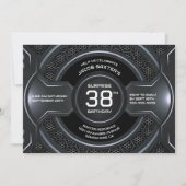 Invitation Black Silver N'importe quel âge Surprise fête d'an (Devant)