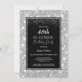 Invitation Black Silver N'importe quel âge Surprise fête d'an (Devant)