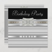 Invitation Black Silver Pearls Fête d'anniversaire des femmes (Devant / Derrière)