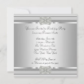 Invitation Black Silver Pearls Fête d'anniversaire des femmes (Dos)