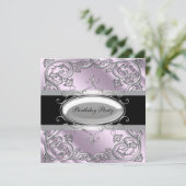 Invitation Black Silver Purple Girls Filles Fête d'anniversai (Debout devant)