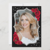 Invitation Black Silver Red Roses Photo 50e anniversaire (Dos)