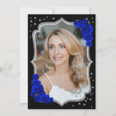 Invitation Black Silver Royal Blue Photo 50e anniversaire (Dos)