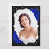 Invitation Black Silver Royal Blue Photo Quinceanera (Dos)