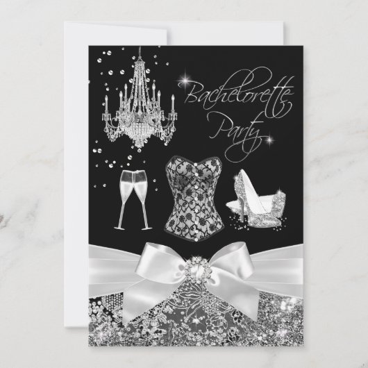 Invitation Black Silver Sparken Bow (Devant)