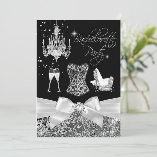 Invitation Black Silver Sparken Bow (Debout devant)