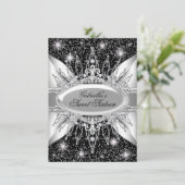 Invitation Black & Silver Sparkle Diamond Sweet 16 (Debout devant)
