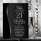 Invitation Black Silver Surprise 21e anniversaire