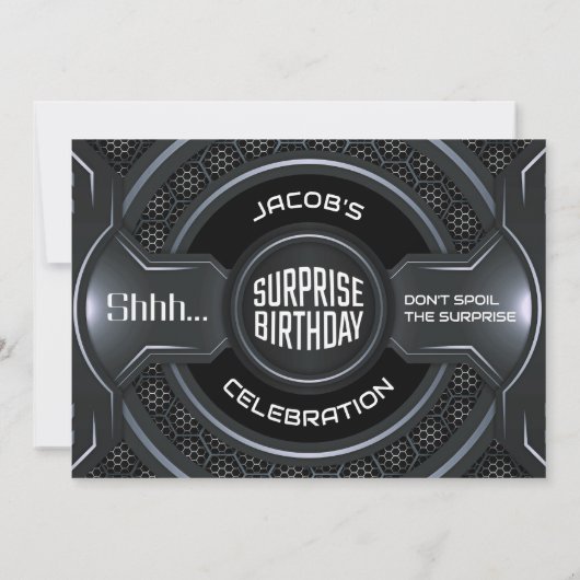 Invitation Black Silver Surprise 55e anniversaire (Dos)