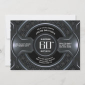 Invitation Black Silver Surprise 60e anniversaire fête (Devant)