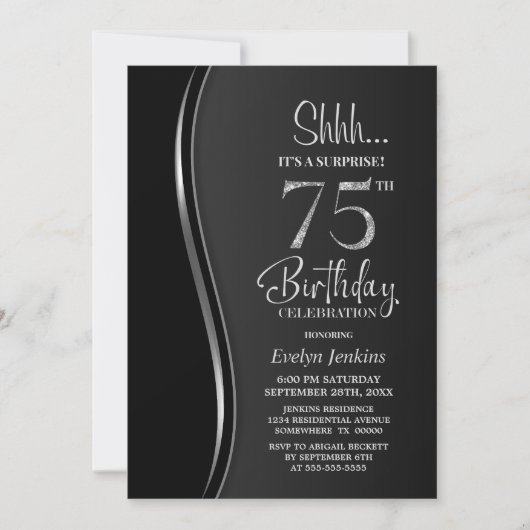 Invitation Black Silver Surprise 75e anniversaire (Devant)