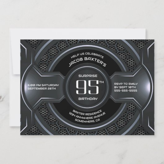 Invitation Black Silver Surprise 95e anniversaire (Devant)