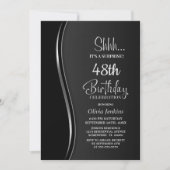 Invitation Black Silver Surprise fête d'anniversaire (Devant)