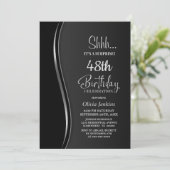 Invitation Black Silver Surprise fête d'anniversaire (Debout devant)