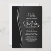 Invitation Black Silver Surprise fête d'anniversaire (Devant)