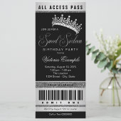 Invitation Black Silver Sweet 16 N'importe quel nombre Invita