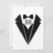 Invitation Black Silver Tuxedo 60th Birthday Party (Dos)