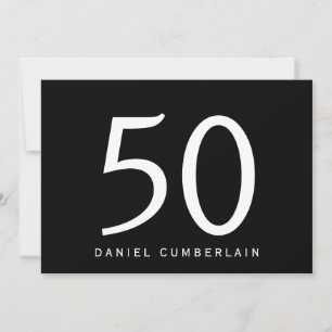 Invitation Black Simple 50e fête d'anniversaire