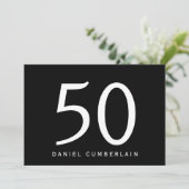 Invitation Black Simple 50e fête d'anniversaire (Debout devant)