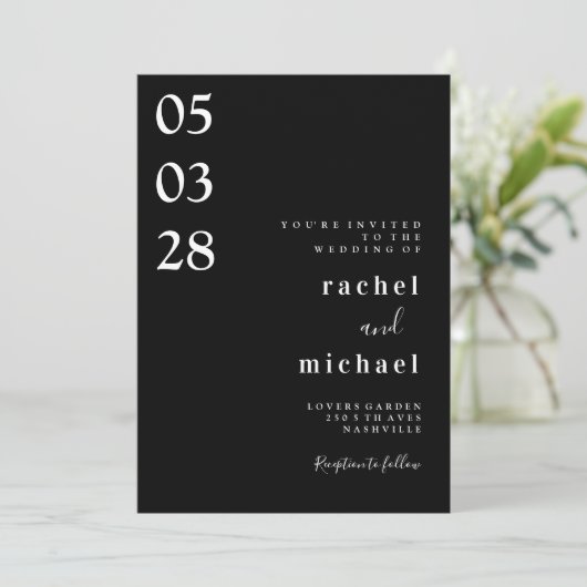 Invitation Black Simple et élégante (Debout devant)