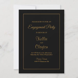 Invitation Black Simple Frame d'engagement encadrée