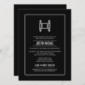 Invitation Black Simple Torah Bar Mitzvah (Devant / Derrière)