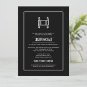 Invitation Black Simple Torah Bar Mitzvah (Debout devant)