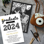 Invitation Black Sketch Graduate Casquette Classe De 2025 Gra
