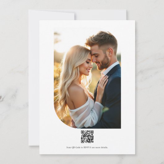 Invitation Black & Slate Photo/QR Code Floral Wedding (Dos)