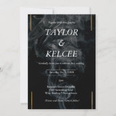 Invitation Black Smoke Gold Mariage personnalisable (Devant)