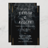 Invitation Black Smoke Gold Mariage personnalisable (Devant / Derrière)