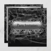 Invitation Black Smoke Silver Party (Devant / Derrière)