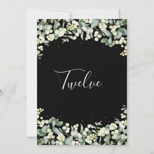 Invitation Black Snowberry+Eucalyptus Numéro de tableau (Devant)