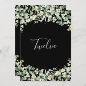 Invitation Black Snowberry+Eucalyptus Numéro de tableau (Devant / Derrière)
