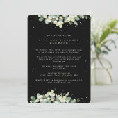 Invitation Black Snowberry+Eucalyptus Réception de mariage Ph (Debout devant)