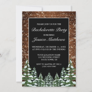 Invitation Black Snowy Wood Forest Pays Bachelorette Party