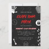 Invitation Black Solve the Mystery Escape Room Anniversaire (Devant)