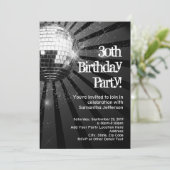 Invitation Black Sparkle Disco Ball 30e anniversaire (Debout devant)