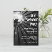 Invitation Black Sparkle Disco Ball 50ème anniversaire (Debout devant)